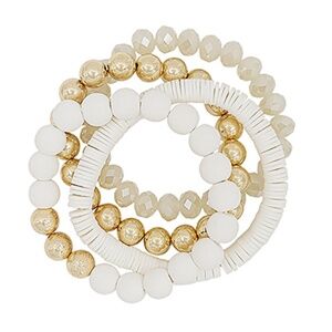 4 Row Glass & Clay & CCB Beads Bracelet